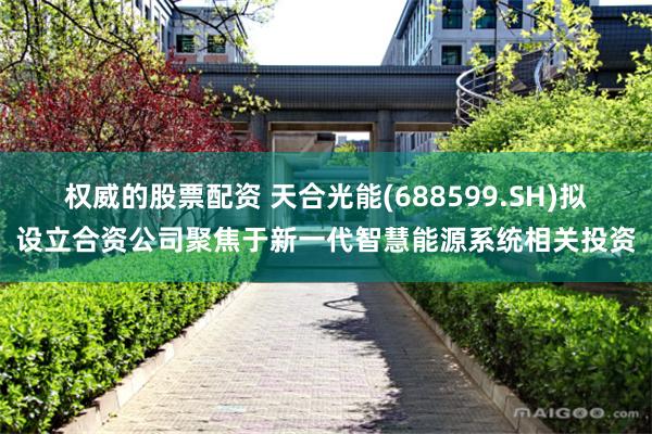 权威的股票配资 天合光能(688599.SH)拟设立合资公司聚焦于新一代智慧能源系统相关投资