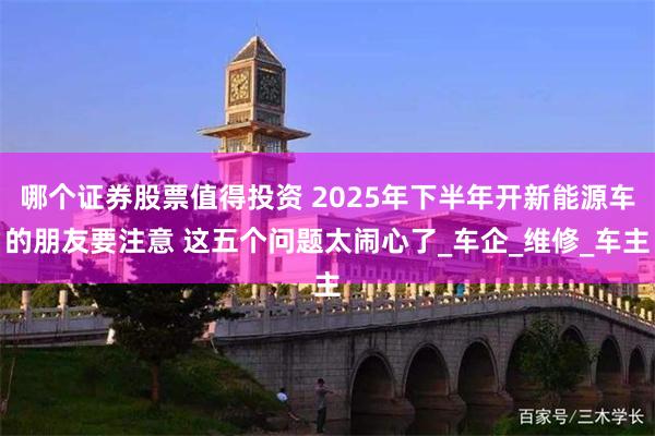 哪个证券股票值得投资 2025年下半年开新能源车的朋友要注意 这五个问题太闹心了_车企_维修_车主